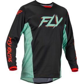 Fly Racing 2023 Adult Kinetic S.E. Rave Jersey (Black/Mint/Red, Medium)