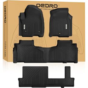 OEDRO Floor Mats Fits for Chevrolet Tahoe/GMC Yukon 2021-2025 w/ 7-Seat, Custom Fit TPE All Weather Trunk Mat with Backrest for Chevy Tahoe Accessories, Anti-Slip Back Seat Protector, Full Mat Set