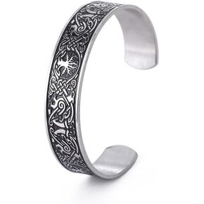 Dreamtimes Viking Tree of Life Bangle Bangelet Raven Talisman Bracelet Bracelet Steeld Steeld Bracelet Viking Celtic Knot Cuff for Men Women