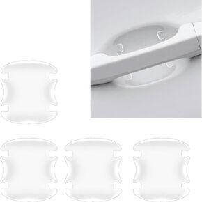 4 PCS Car Door Bowl Anti-Scratch Sticker, 3.1" x 3.5" Paint Invisible Protective Decoration, Waterproof Flexible High-Elastic Anti-Collision Strip, Universal for Cars Accessory (Transparent)