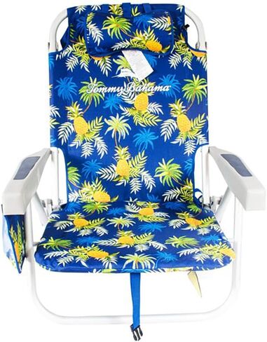 تومي باهاما كرسي شاطئ بتصميم جديد لعام 2022 - 5 أوضاع كلاسيكية معزولة ومسطحة ومبردة ومنشفة من الالومنيوم (سمكة ابحار ونخيل) in Kuwait