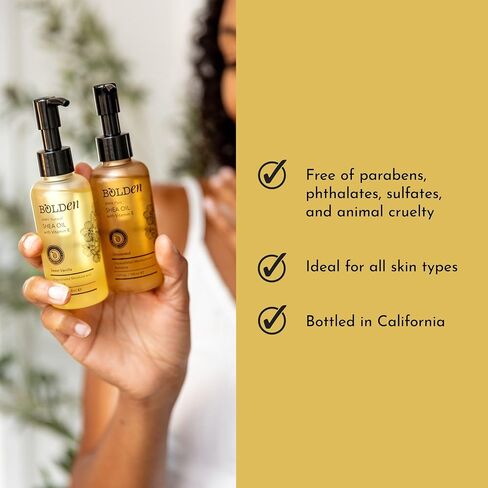 BOLDEN Sweet Vanilla Shea Oil For Skin and Hair | Moisturizing Body Oil with Vitamin E | Best Body Oil for Skin and Hair | 3.4 fl oz in Saudi Arabia