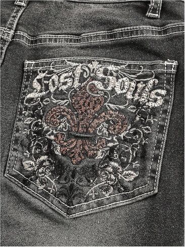 MakeMeChic Women's Bell Bottom Jeans Flare Jeans Embroidered Y2K High Waist Pants in Saudi Arabia