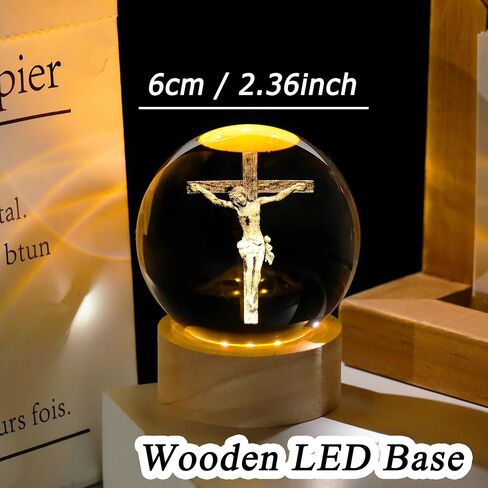 Enjinkail 3D Crystal Crossing Hands Prayer Ball with Wooden LED Base Christian Gifts for Women Men Religious Gifts for Women Men Glass Religious Home Decor Praying Hands Ball in Saudi Arabia
