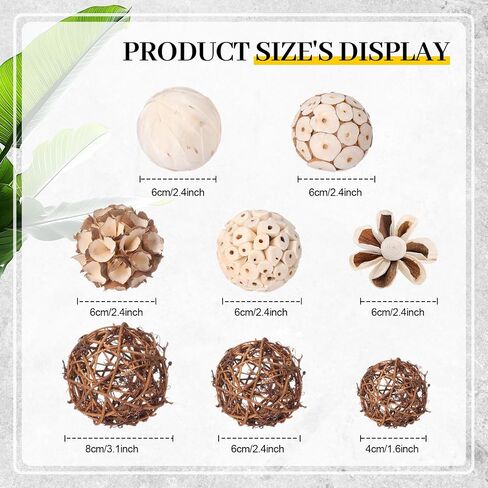 Weysat 25 Pcs Decorative Balls for Centerpiece Bowl Fillers Assorted Natural Green Moss Wicker Rattan Cord Balls for Vase Fillers Home Table Decor in Saudi Arabia