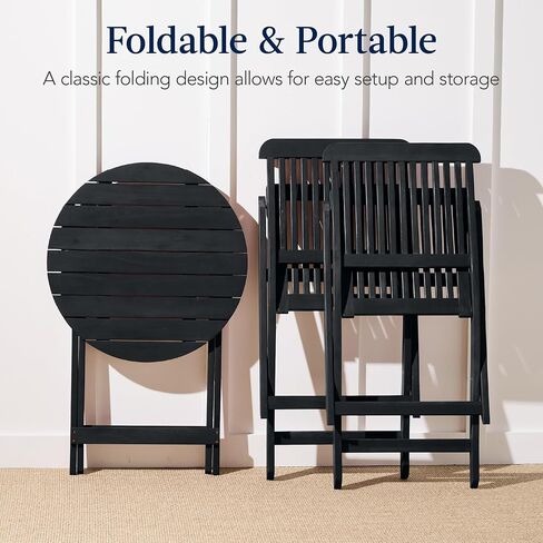 Best Choice Products 3-Piece Acacia Wood Bistro Set, Folding Patio Furniture for Backyard, Balcony, Deck w/ 2 Chairs, Round Coffee Table, Teak Finish - Natural in Saudi Arabia