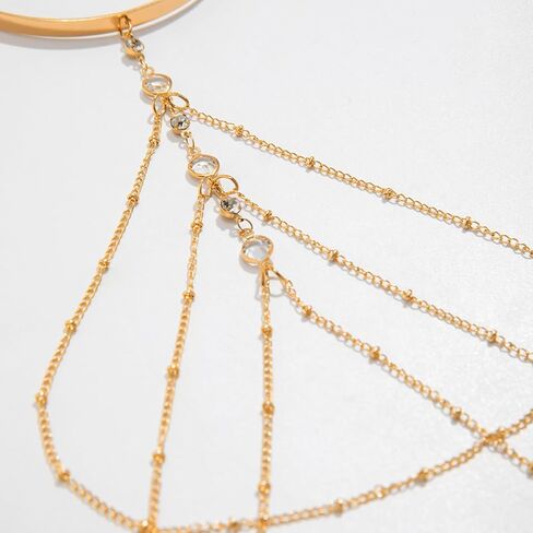 Gold Arm Cuff for Women Layered Crystal Tassel Upper Arm Cuff Multi-layered Bikini Rhinestone Armlet Adjustable Stackable Minimalist Armband Summer Beach Jewelry in Saudi Arabia
