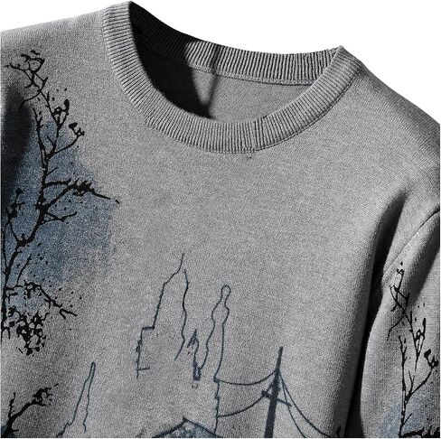 SOLY HUX Men's Long Sleeve Graphic Sweater Crew Neck Drop Shoulder Casual Pullover Tops Knitwear in Saudi Arabia