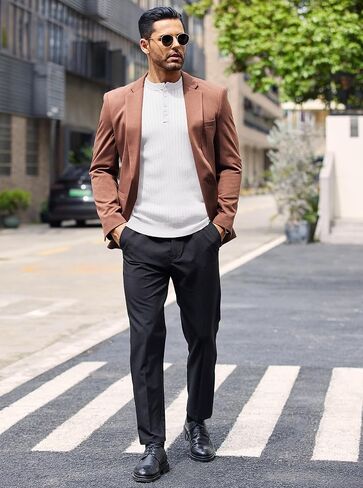 COOFANDY Mens Knit Henley Sweater Long Sleeve Button Down Lightweight Sweater Fall Slim Fit Ribbed Pullover in Saudi Arabia