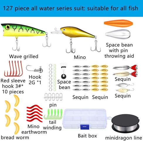 Sosation 134 Pcs Fishing Tool Kit Fishing Gear and Equipment Fishing Pliers Kit Fish Hook Remover Tool Fishing Lip Gripper Set Fishing Lures Baits Tackle Accessories in Saudi Arabia