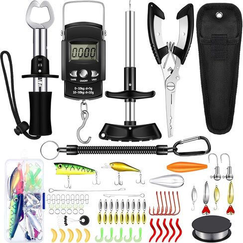 Sosation 134 Pcs Fishing Tool Kit Fishing Gear and Equipment Fishing Pliers Kit Fish Hook Remover Tool Fishing Lip Gripper Set Fishing Lures Baits Tackle Accessories in Saudi Arabia