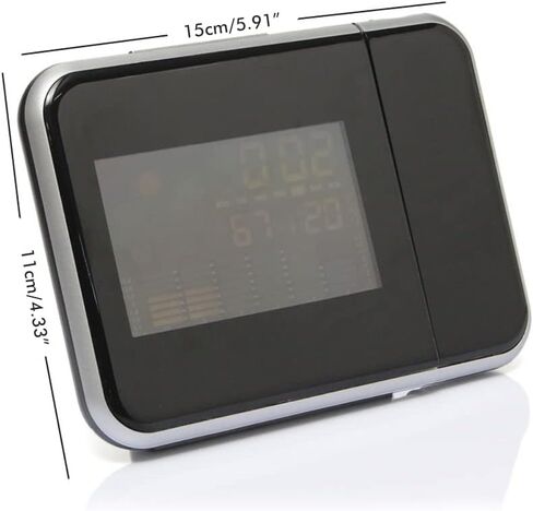 Projection Alarm Clock, Projector Clock for Bedroom Ceiling, Digital Projection Clock, with Sensor, Adjustable Backlight, Indoor Outdoor Temperature Humidity (Black) in Saudi Arabia