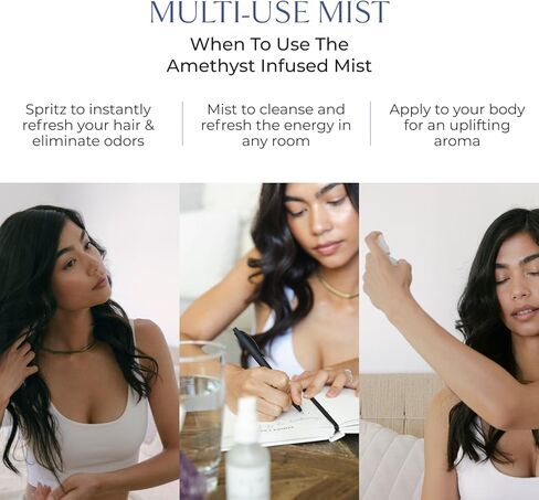 AIIR جمشت الشعر + منعش الطاقة - رذاذ الغرفة المملوء بالكريستال ورذاذ الشعر للطاقة الإيجابية، رذاذ تنظيف الطاقة مع ماء الورد للشعر - 2 أونصة سائلة in Kuwait