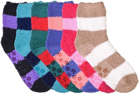 Mamia 6 Pairs Women's Cozy Slipper Socks Fuzzy Sock Multi Color in Saudi Arabia