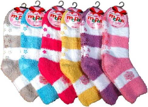 Mamia 6 Pairs Women's Cozy Slipper Socks Fuzzy Sock Multi Color in Saudi Arabia