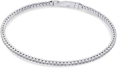 BERRICLE Sterling Silver Flexible Wedding Cubic Zirconia CZ Statement Bangle Bracelet for Women, Rhodium Plated in Saudi Arabia