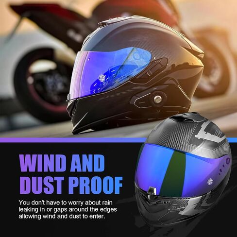 LKV T520 Helmet Visor Replacements, Tinted Face Shield Helmet Visor UV Protection Compatible with T520 ST1400 R1 - Chrome Blue in Saudi Arabia