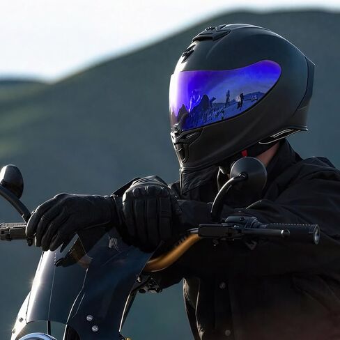 LKV T520 Helmet Visor Replacements, Tinted Face Shield Helmet Visor UV Protection Compatible with T520 ST1400 R1 - Chrome Blue in Saudi Arabia