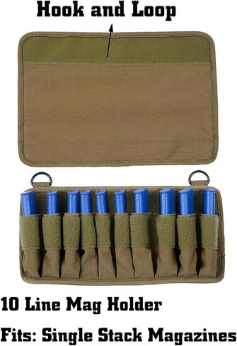 Pistol Magazine Storage Pouch,Molle10 Mag Pouch with Removeable Flaps,Ammo Mag Holder Fits Most Single and Double Magazines in Saudi Arabia