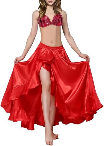 Women's Belly Dance Dyeing Performance Long Skirts with Single Split Design Dance Skirt in Saudi Arabia