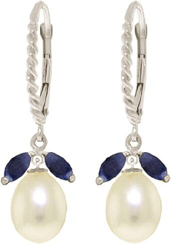 Galaxy Gold GG 14k Solid Gold Leverback Earrings with Sapphires and Pearls in Saudi Arabia