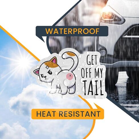 Magnet Me Up Get Off My Tail Cat Magnet Decal, No Tailgating, 6x4 Inch, Funny Cute Joke Gag Gift, Vehicle Safety, Automotive Magnet for Car, Truck, SUV, for Kitten Lovers, Crafted in USA in Saudi Arabia