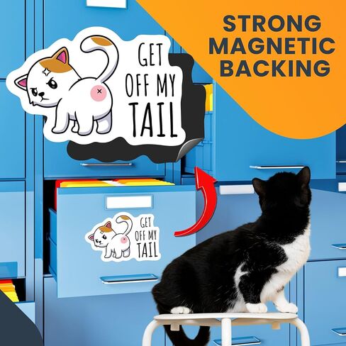Magnet Me Up Get Off My Tail Cat Magnet Decal, No Tailgating, 6x4 Inch, Funny Cute Joke Gag Gift, Vehicle Safety, Automotive Magnet for Car, Truck, SUV, for Kitten Lovers, Crafted in USA in Saudi Arabia