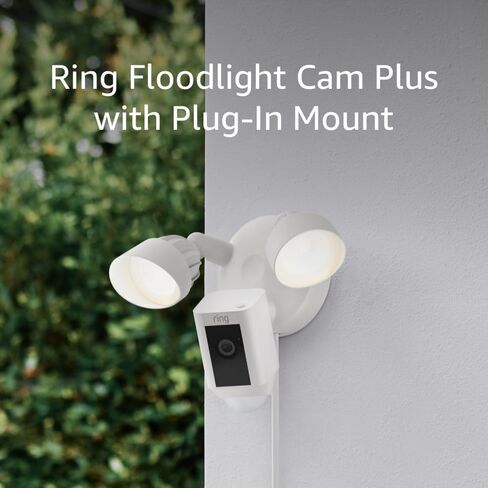 كاميرا Ring Floodlight Cam Wired Plus مع فيديو عالي الدقة 1080 بكسل مفعل بالحركة، أبيض (إصدار 2021) in Kuwait