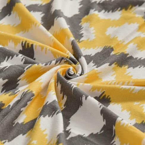 Wing Chair Slipcovers, 2 Piece Geometric Printed Wingback Chair Cover Stretch Spandex Armchair Covers with Elastic Bottom for Living Room Bedroom (Yellow) in Kuwait