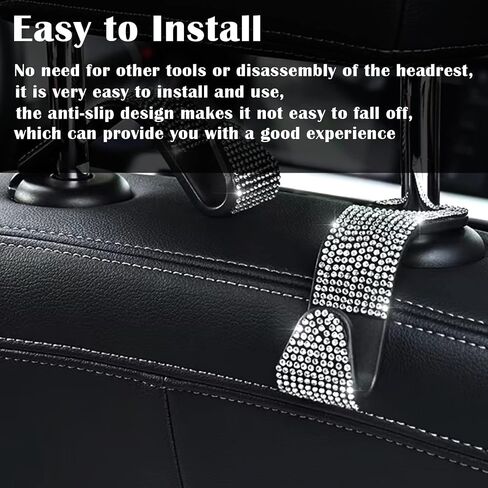 4PCS Car Seat Hooks, Bling Car Rhinestone Headrest Hooks, Universal Bling Car Interior Accessories, for Handbag, Clothes, Purse, Water Bottle (Blue) in Saudi Arabia