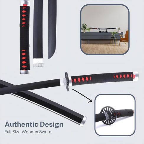 Demon Slayer Katana - Manga Replica + Holder + Belt - Japanese Catana Cosplay Decoration - Ninja Deco Costume (Agatsuma Zenitsu) in Saudi Arabia