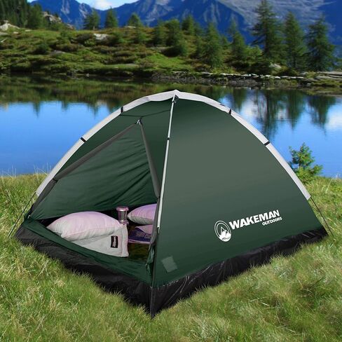 2-Person Tent - Water-Resistant Dome Tent with Removable Rain Fly and Carry Bag for Camping, Backpacking, Hiking, and Festivals by Wakeman (Red) in Saudi Arabia