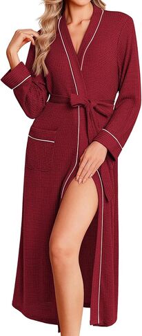 Ekouaer Robes for Women Lightweight Knit Waffle Bathrobe Full Length Kimono Casual Ladies Loungewear in Saudi Arabia