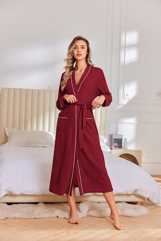 Ekouaer Robes for Women Lightweight Knit Waffle Bathrobe Full Length Kimono Casual Ladies Loungewear in Saudi Arabia