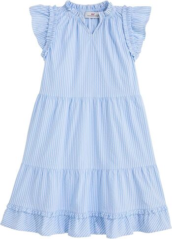 vineyard vines Girls' Harbor Seersucker Tiered Ruffle Dress in Kuwait