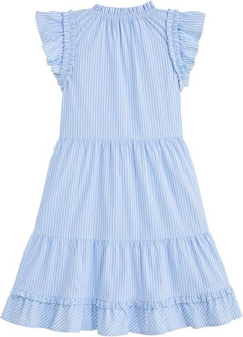 vineyard vines Girls' Harbor Seersucker Tiered Ruffle Dress in Kuwait