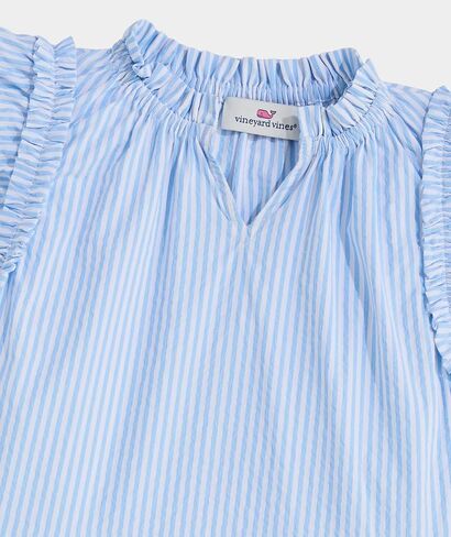 vineyard vines Girls' Harbor Seersucker Tiered Ruffle Dress in Kuwait