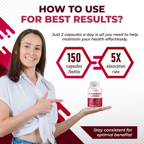 D-Mannose with Cranberry, Uva Ursi, Hibiscus, Ginger, Black Pepper - Supports Urinary Tract Health, Bladder Cleanse - Made and Tested in The USA in Saudi Arabia