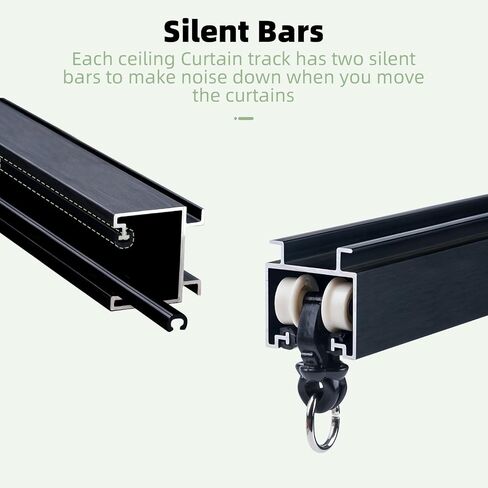 MLOQI Curtain Tracks Ceiling Wall Mounted with Soundproof Strips, White Ceiling Track for Curtains 6 Feet in Saudi Arabia