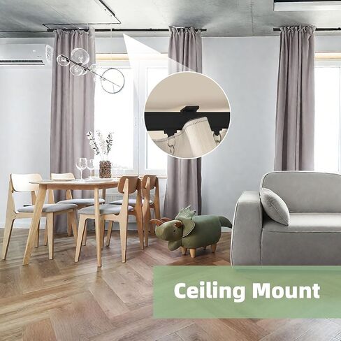 MLOQI Curtain Tracks Ceiling Wall Mounted with Soundproof Strips, White Ceiling Track for Curtains 6 Feet in Saudi Arabia