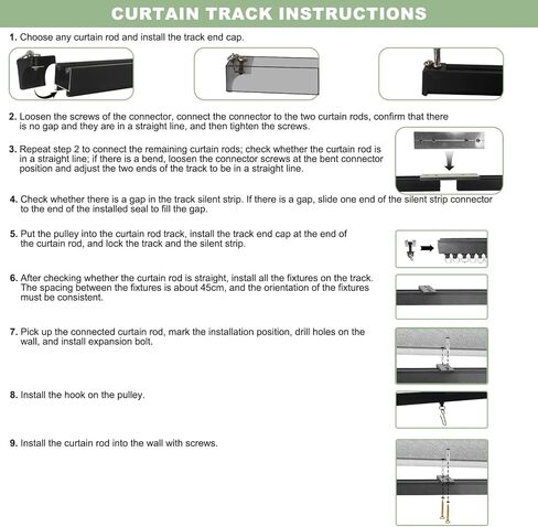 MLOQI Curtain Tracks Ceiling Wall Mounted with Soundproof Strips, White Ceiling Track for Curtains 6 Feet in Saudi Arabia