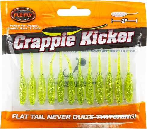 طعم FLE-FLY Crappie Kickers من البلاستيك الناعم مع ذيل رفيع يهتز in Saudi Arabia