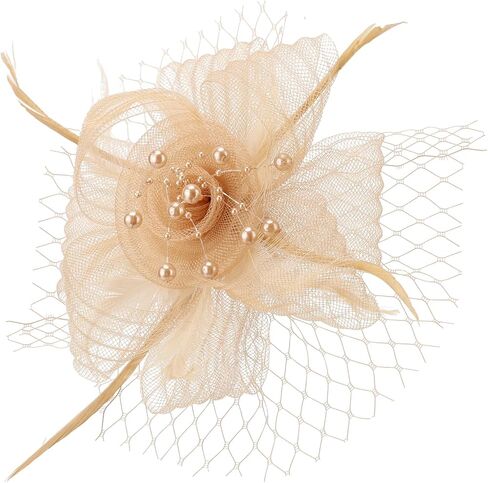 DRESHOW Fascinators Hat Flower Mesh Ribbons Feathers on a Pin and a Clip Tea Party Derby Wedding Headwear for Women Girls in Saudi Arabia