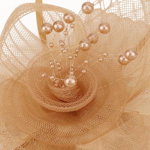 DRESHOW Fascinators Hat Flower Mesh Ribbons Feathers on a Pin and a Clip Tea Party Derby Wedding Headwear for Women Girls in Saudi Arabia