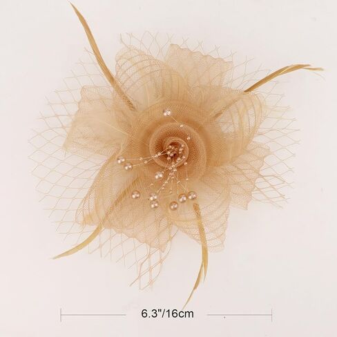 DRESHOW Fascinators Hat Flower Mesh Ribbons Feathers on a Pin and a Clip Tea Party Derby Wedding Headwear for Women Girls in Saudi Arabia