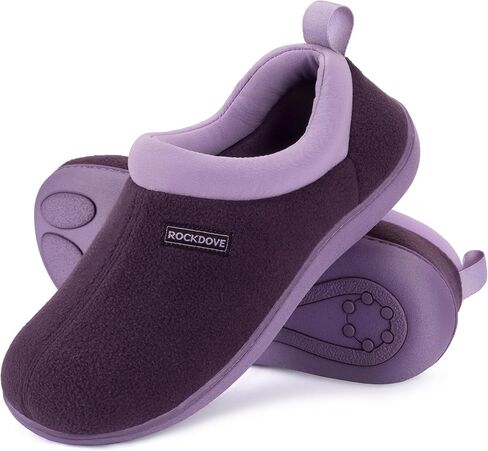 RockDove Women's Soft Cuff Polar Fleece Two-Tone Memory Foam Slipper with Indoor Outdoor Sole in Saudi Arabia
