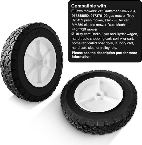 8 Inch Wheels Replaces for Oregon 72-108, 2 Pack Universal Wheels Tires Compatible with Craftsman/AYP/MTD Lawnmower, Radio Flyer Wagon, BBQ Grill, Hand Truck, and Lawn Sprayer in Saudi Arabia