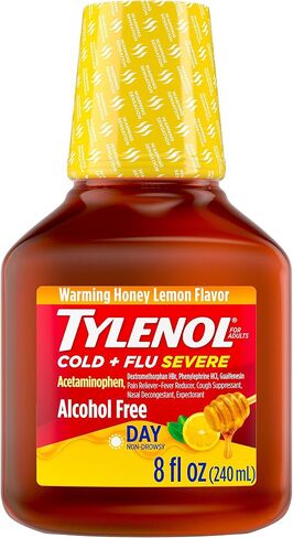 Tylenol Severe Cold + Flu Medicine, Liquid Day Cold & Flu Relief, Honey Lemon, 8 Fl. Oz in Saudi Arabia