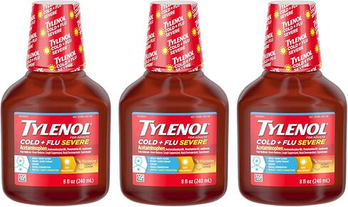 Tylenol Severe Cold + Flu Medicine, Liquid Day Cold & Flu Relief, Honey Lemon, 8 Fl. Oz in Saudi Arabia