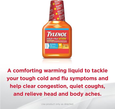 Tylenol Severe Cold + Flu Medicine, Liquid Day Cold & Flu Relief, Honey Lemon, 8 Fl. Oz in Saudi Arabia